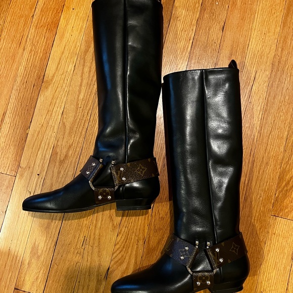 LOUIS VUITTON TALL RIDING BOOTS RHAPSODY LOGO - Picture 11 of 16